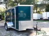 NEW GREEN EXT 5 ftx8 Enclosed Trailer w v Nose and Rear Ramp Doo