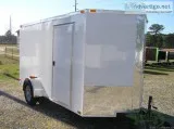 Enclosed Cargo with v Nose for SALE  6 x12   New Wht Exterior