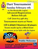 Dart Tournament Sunday February 7th Advanced Registration before