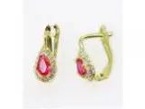 Genuine 14K solid gold and pink stone earrings