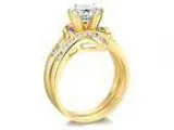 14k Yellow Gold SOLID Wedding Engagement Ring and Wedding Band 2