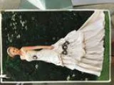 Stunning satin Wedding dress with Black flowers - size 14 (12-16
