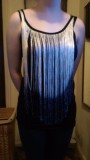Black strap top with golden dip-dyed tassels size 10