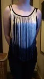 Black strap top with golden dip-dyed tassels size 10