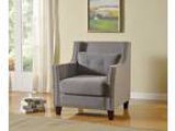 Cibil collection gray linen fabric upholstered accent chair with