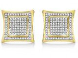 10k Yellow Gold Diamond Stud Earrings for Men Kite Shaped Large 