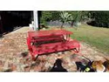 Powder coated table and bench. 8 seater.