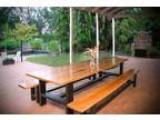 Outdoor table and bench seats