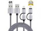 Cablex 2Pack 6FT 2 in 1 Lightning and Micro USB Cable Nylon Brai