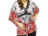 New Ladies Red Floral Multicoloured empire waist blouse 16