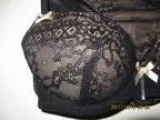 Bra  n  Knicker Set - Size 10B - Tan Base with Black Lace Cover