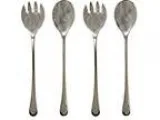 2 Sets Chrome Plated Salad Serving Utensils 2 Spoons 2 Sporks To
