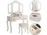 Giantex Tri Folding Vintage White Vanity Makeup Dressing Table S
