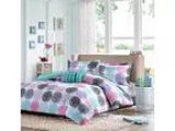 1 X Fullqueen Reversible Comforter Set Pink Teal Purple Bedding 