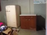 Vintage Refrigerator and Cabinet.