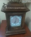 Antique Wood Shelf Clock with Storage