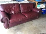 7 foot Genuine Burgundy Leather Couch