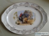 VINTAGE HOLIDAY TURKEY PLATTER PLATE