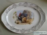 VINTAGE HOLIDAY TURKEY PLATTER PLATE