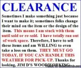 WOOD-WORKING ITEMS - &quotC-L-E-A-R-A-N- C-E&quot