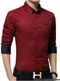 Buy Maroon Color Satin Cotton Mens Shirt  Zinnga