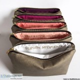 Set of 8 Personalized Gold Vegan Leather Makeup Bags