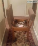 Sewing machine cabinet and chair for sale.
