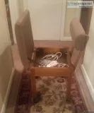 Sewing machine cabinet and chair for sale.