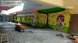 cartoon wall painting work and play school wall painting