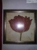 5 Floral Portraitgold glitterMaroonlivin groomframed art