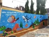 colourful wall painting in play school in Hyderabad