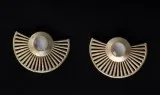 Gold Plated Moonstone Fan Earrings