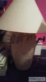 Pretty Lamp for end table. (light pink wgreen deco leafs)