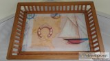COASTAL NAUTICAL WOOD SERVING TRAY