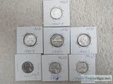 13 uncirculated silver war nickles. 7) 1945s  6) 1943P