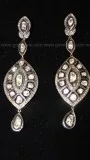 Polki Cut DiamondSilver Earrings with Black Antiquing