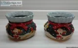 CHRISTMAS SANTA CERAMIC PLANTER POT BOWLS