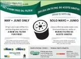 FREE NEW OIL FILTERS while supplies last