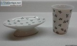 HOLIDAY CANDY CANE and HOLLY SOAP DISH AND CUP SET
