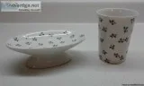 HOLIDAY CANDY CANE and HOLLY SOAP DISH AND CUP SET