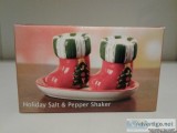 CHRISTMAS HOLIDAY STOCKING SALT and PEPPER SHAKERS-NEW