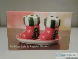 CHRISTMAS HOLIDAY STOCKING SALT and PEPPER SHAKERS-NEW