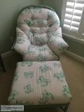 Large rattan chair and ottomin