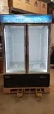 Black Swing Glass Door Merchandising Freezer with LED Lighting