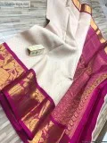elegant PURE KANCHEEPURAM HANDLOOM KORVAI BORDER PATTU SAREES