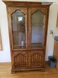 A pair of wood China hutches