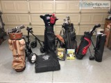 3 Sets of golf clubs and accessories