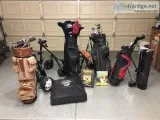 3 Sets of golf clubs and accessories