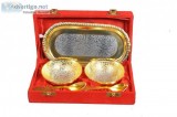 Nutristar 2 Piece Brass Flower Capsule Set with Spoon in Red Box