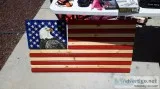 Wooden American Flag with Eagle
